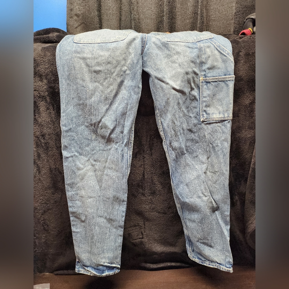 Abercrombie And Fitch Men's Distressed Relaxed Taper Blue Jeans - Picture 2 of 10